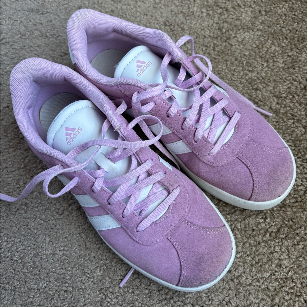Adidas Women's Lavender and White Sneakers